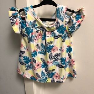 NWOT Cold Shoulder Tropical Print Tee Shirt Sz 24M